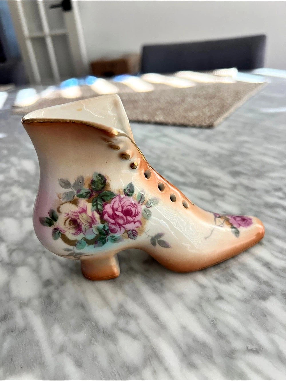 Vintage RS Prussia Victorian High Button Shoe Figurine